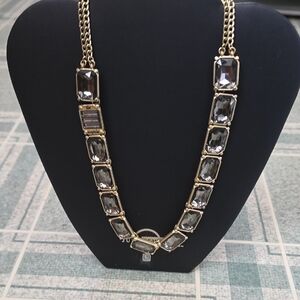 Lia Sophia Gold-Tone Necklace with Smoky Gray Crystals